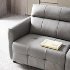 Canapé inclinable modulaire en cuir gris anthracite Lattice