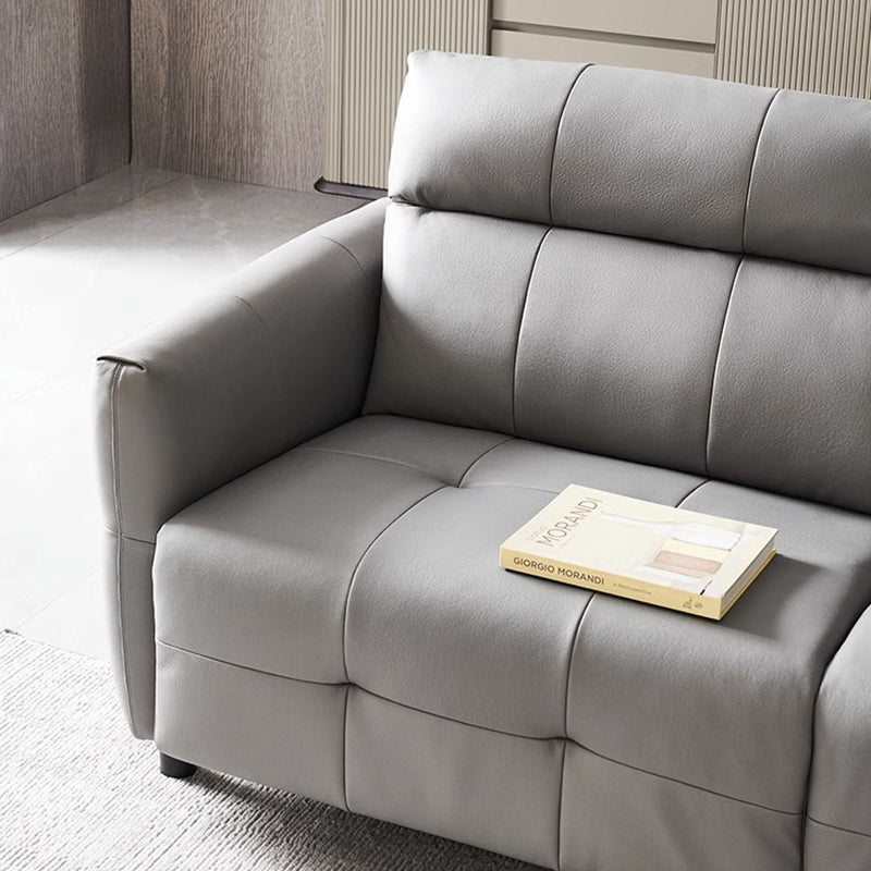 Canapé inclinable modulaire en cuir gris anthracite Lattice