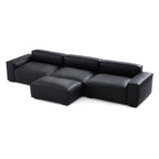 Canapé et pouf en cuir noir minimaliste de luxe