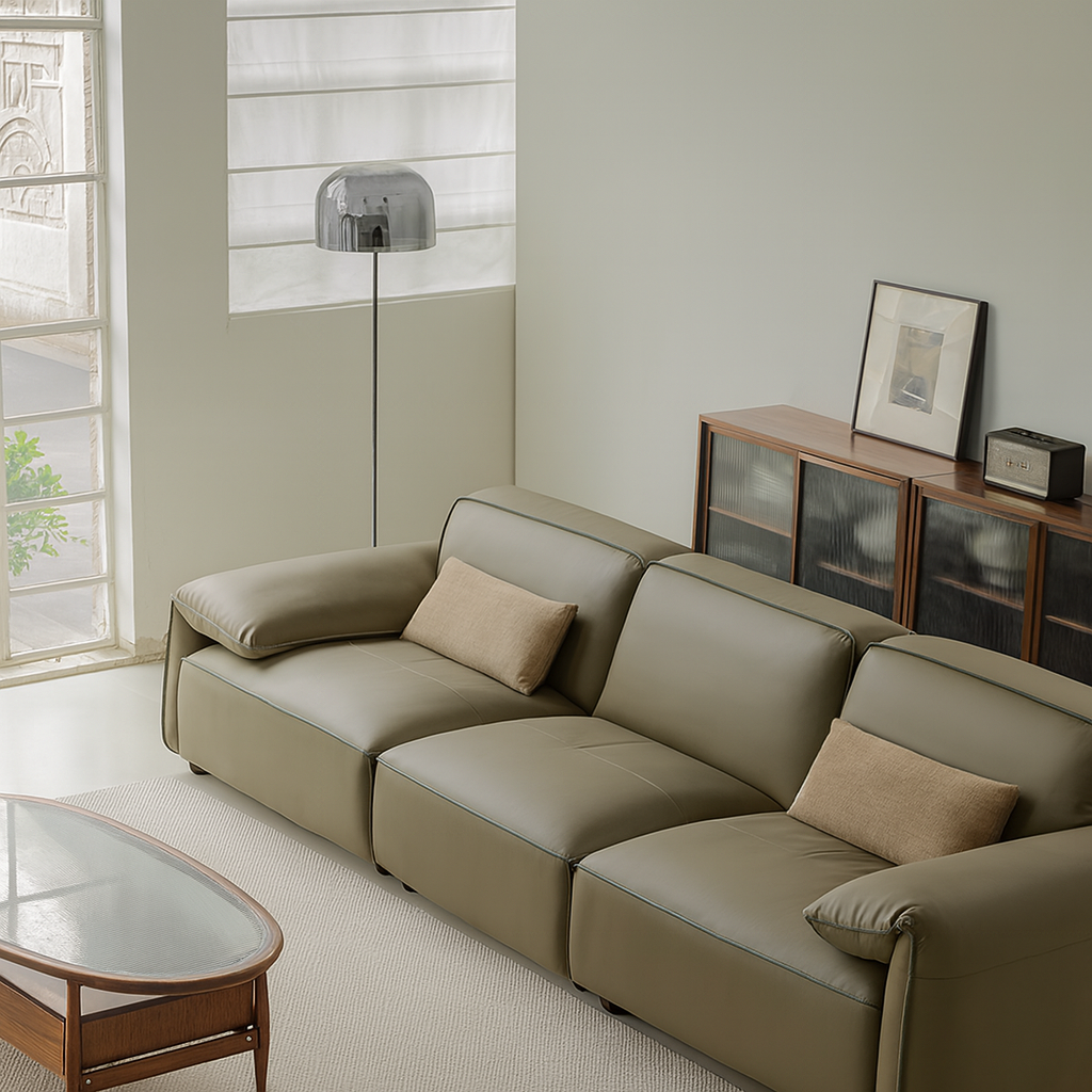 Canapé inclinable électrique Elara en cuir pleine fleur