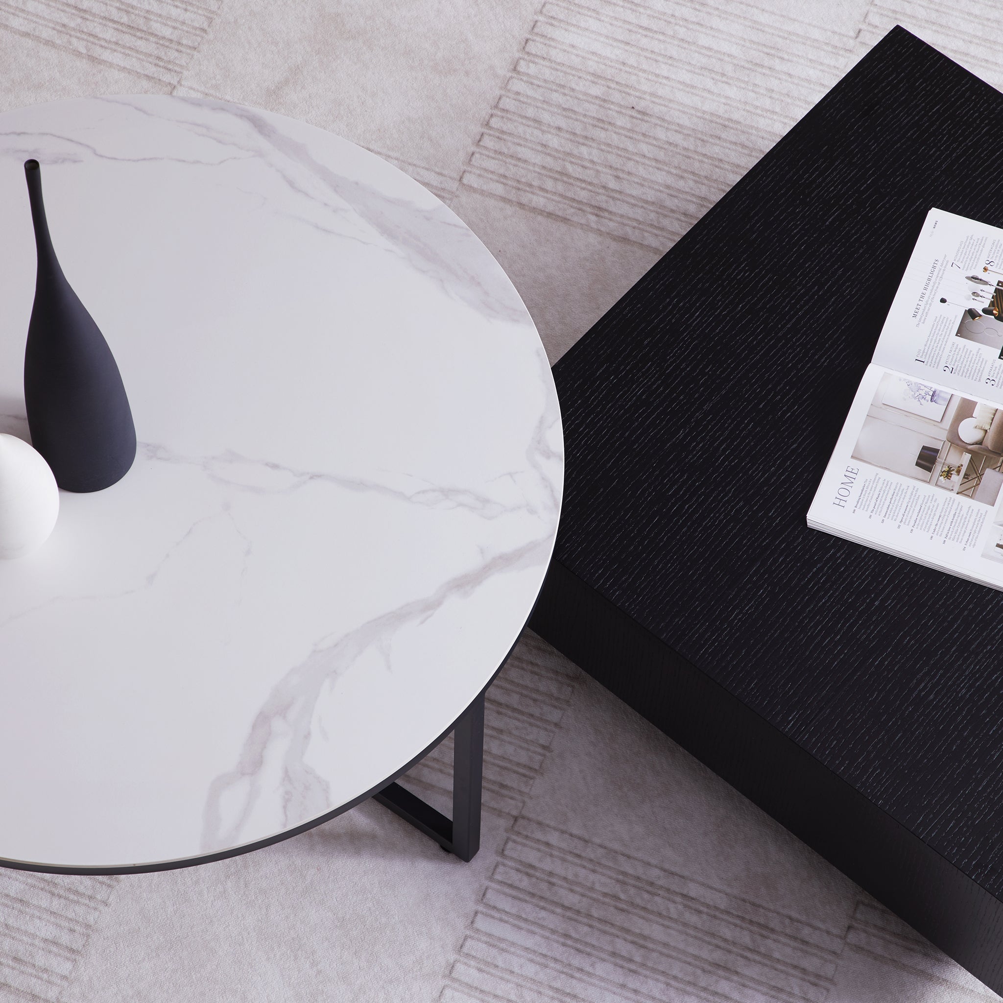 Ensemble de tables basses rondes et carrées Clarence