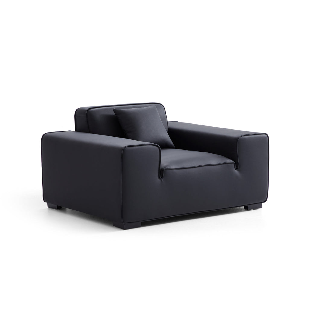 Fauteuil modulaire en cuir noir Domus