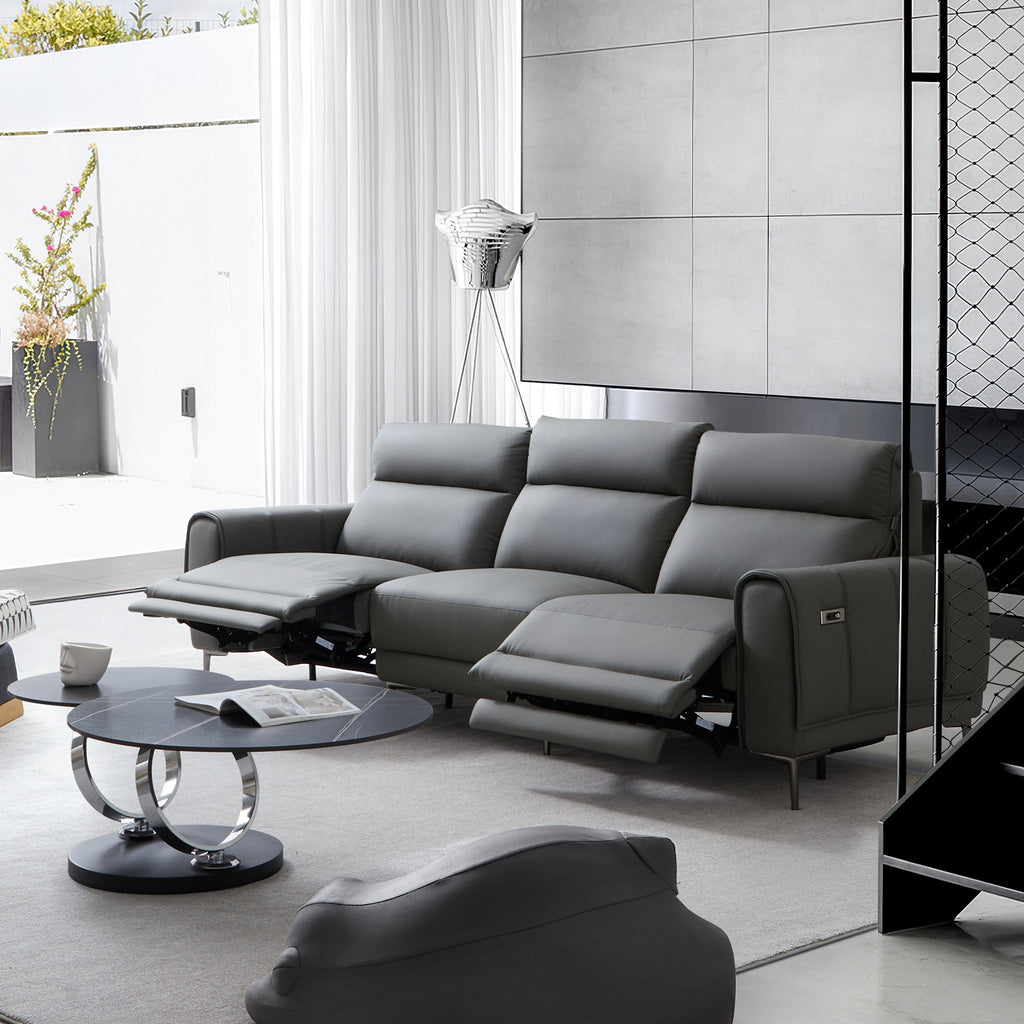 Canapé-lit inclinable électrique en cuir Louis Gray