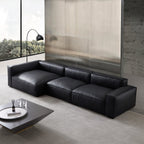 Canapé d'angle minimaliste de luxe en cuir noir