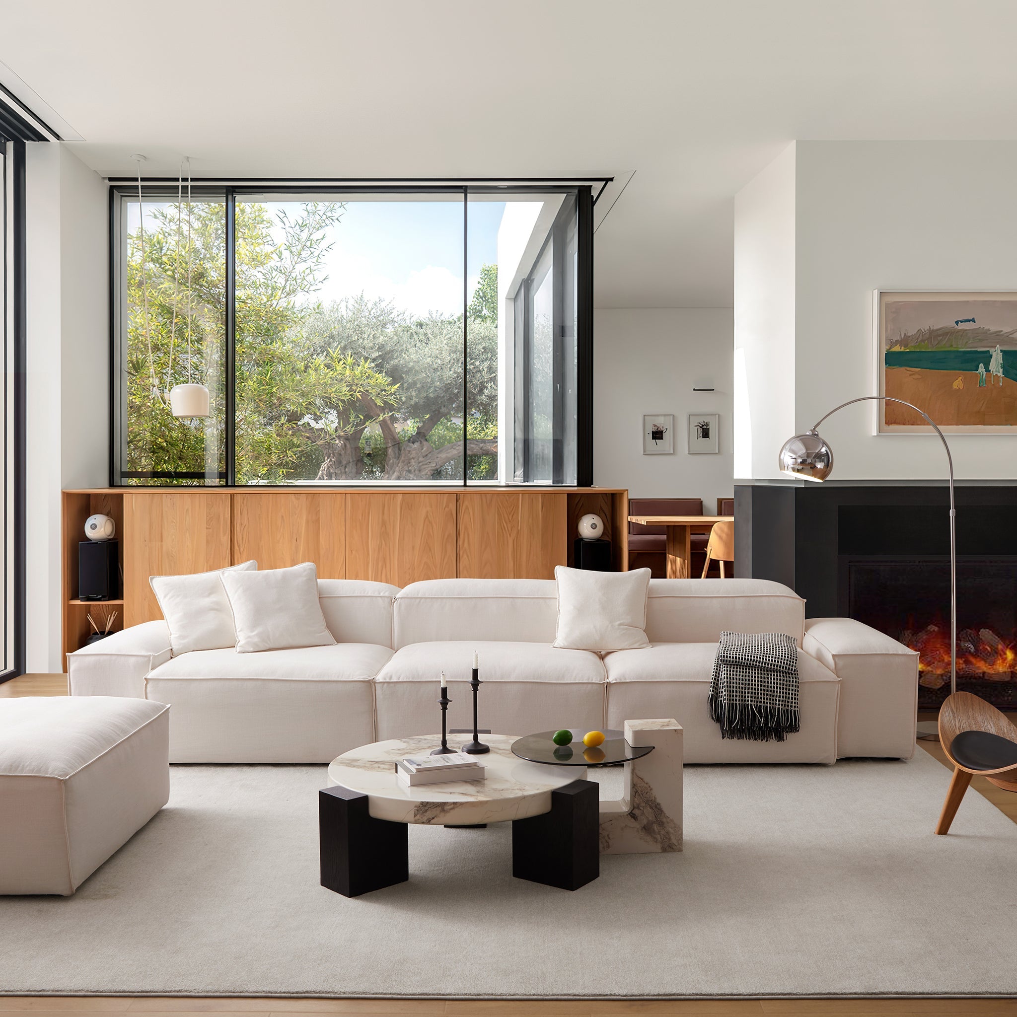 Canapé modulable Freedom beige avec pouf