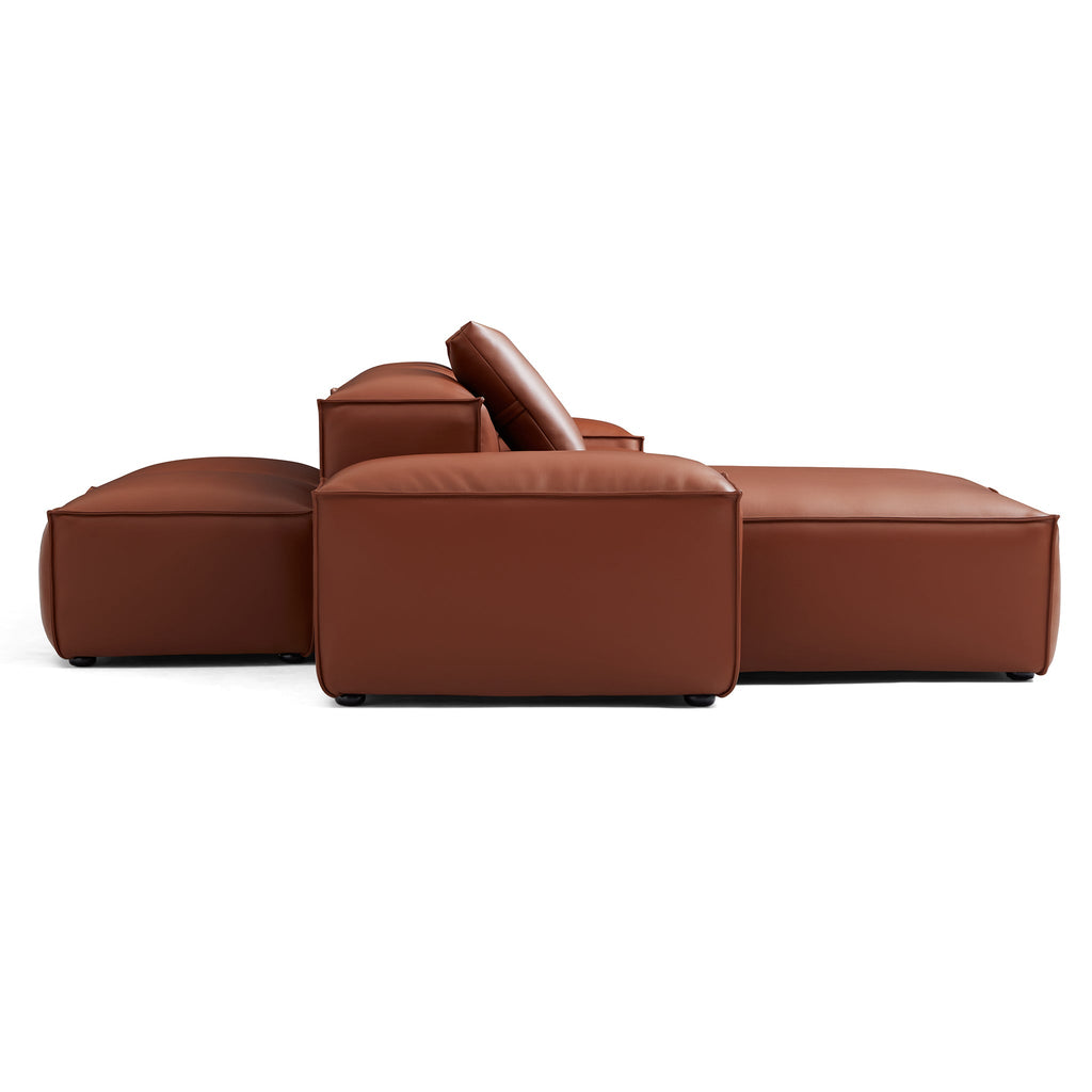 Canapé d'angle modulaire double face en cuir véritable marron Cube