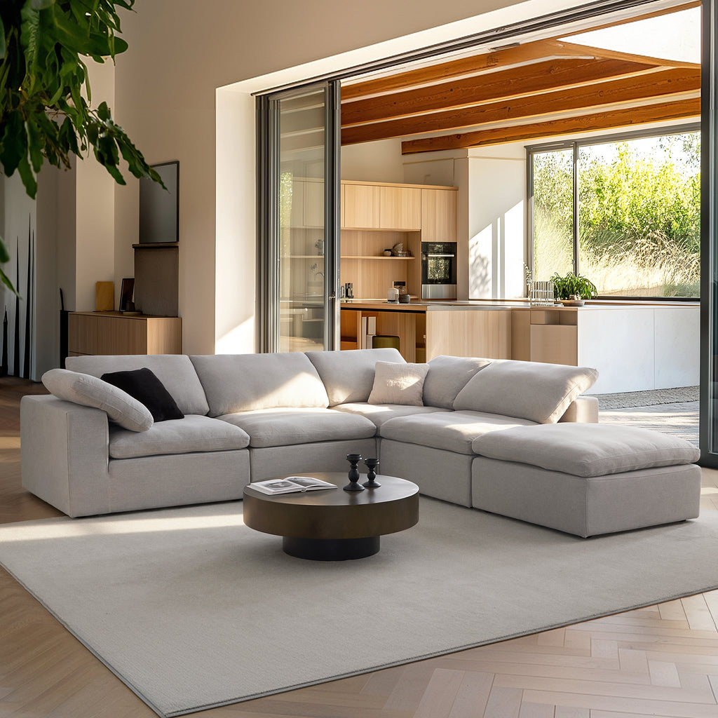 Canapé sectionnel et pouf en L Tender Wabi-Sabi gris