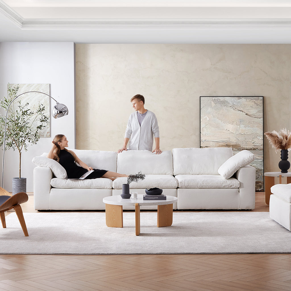 Canapé beige tendre Wabi-Sabi