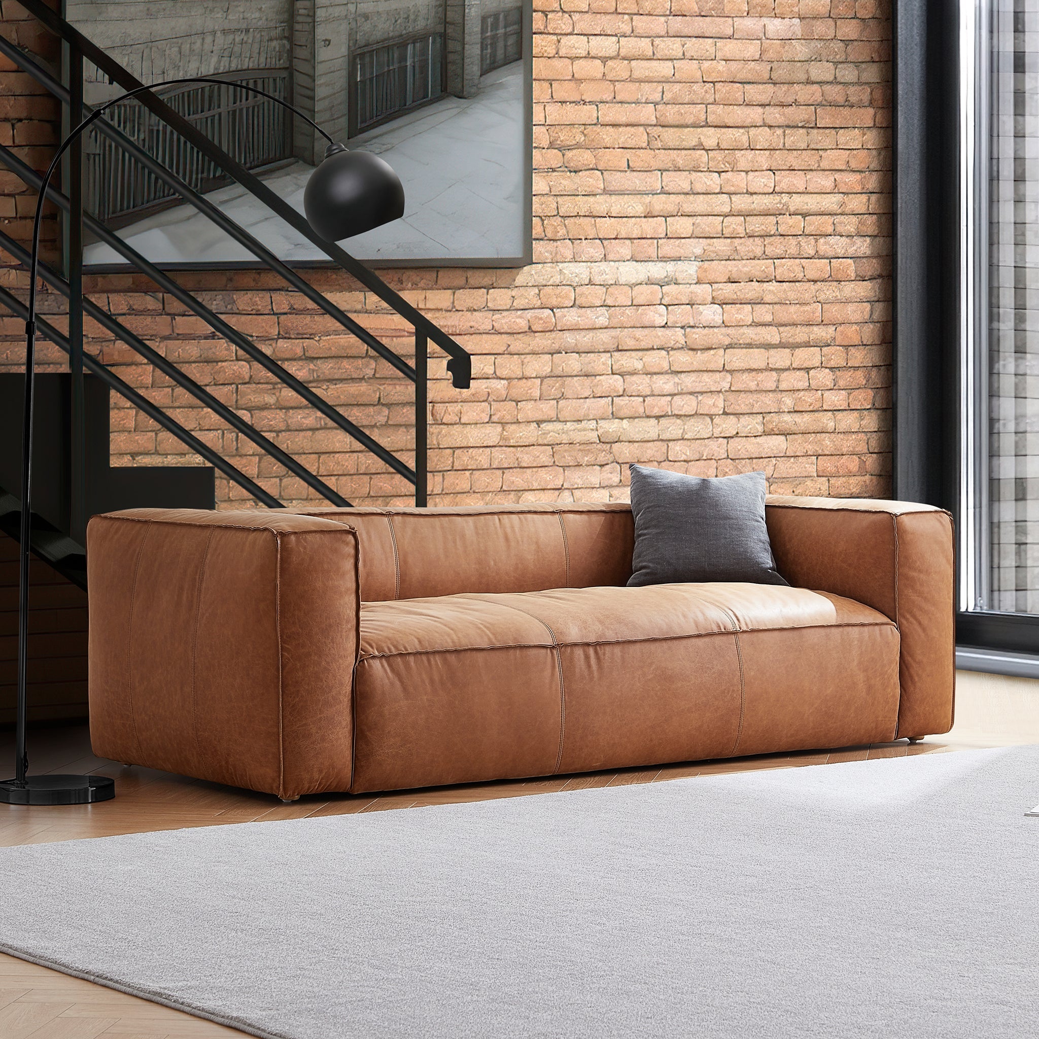 Canapé smoking Brancaster en cuir véritable noir