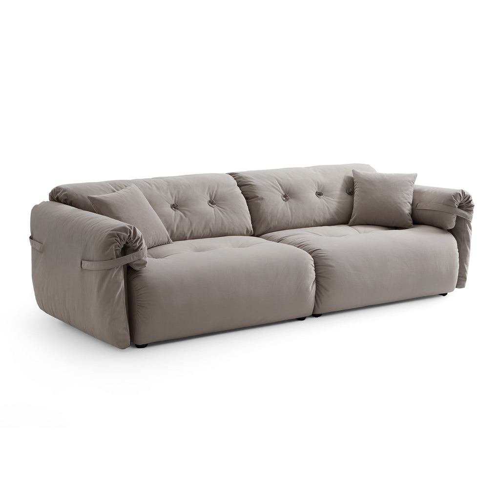 Canapé capitonné couleur beurre