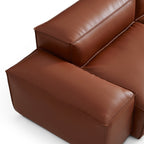 Canapé d'angle modulaire en U en cuir véritable marron avec pouf Cube