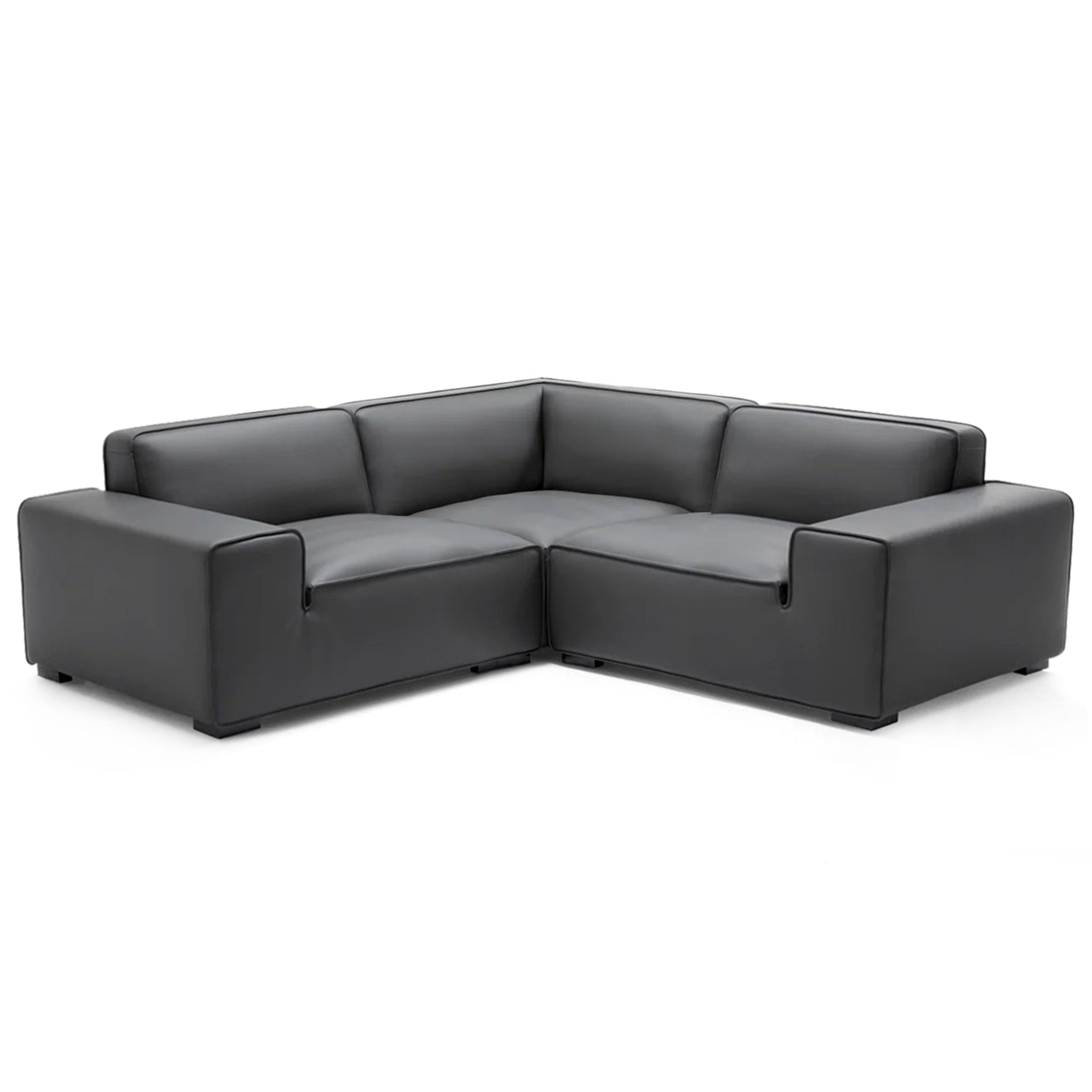 Canapé d'angle modulaire en cuir kaki Domus