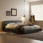 Lit en cuir chocolat amer