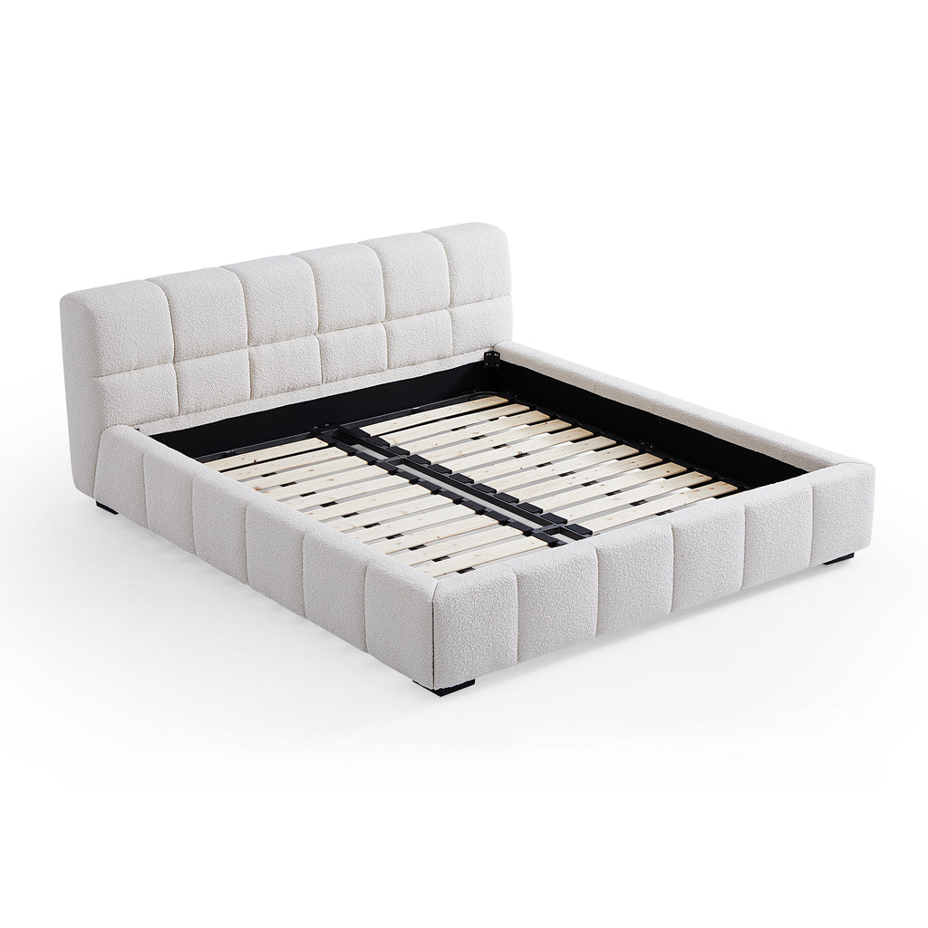 Lit en tissu bouclé moelleux