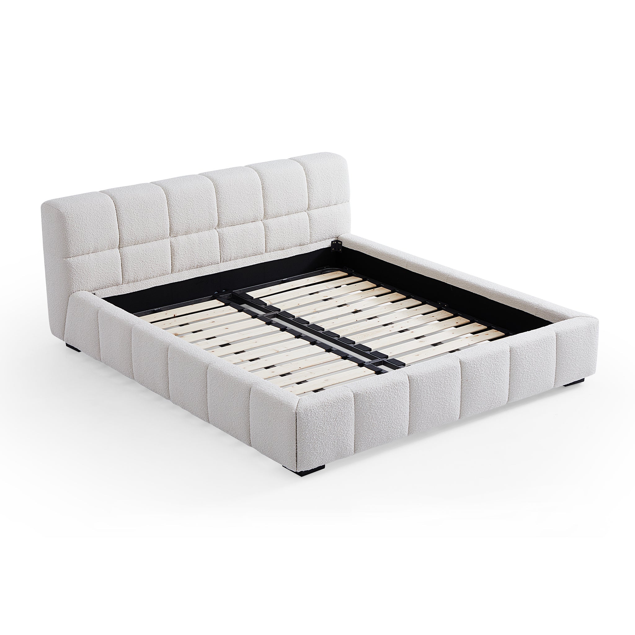 Lit en tissu bouclé moelleux