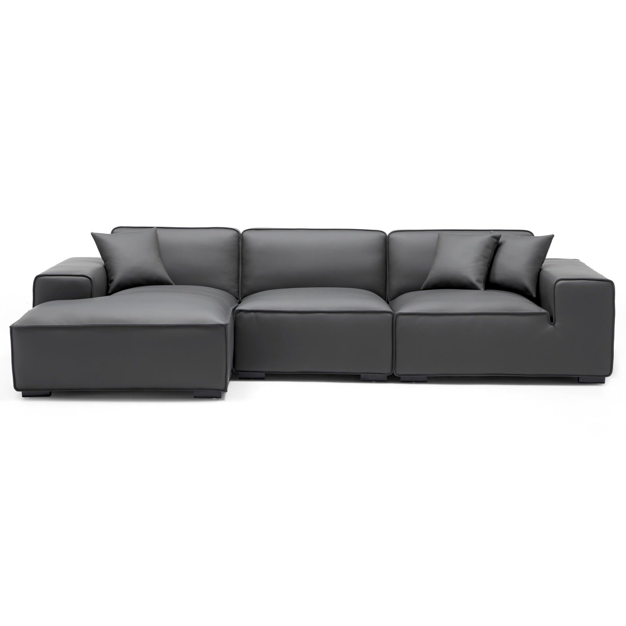 Canapé d'angle modulaire en cuir kaki Domus