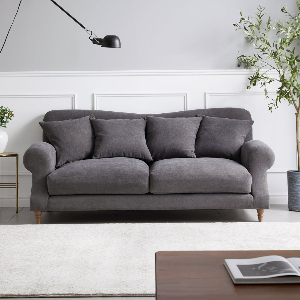 Canapé en tissu gris vintage Isabelle