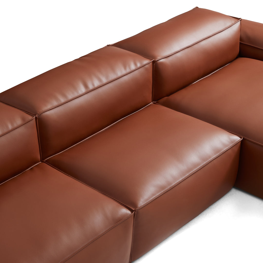 Canapé d'angle double modulaire Cube en cuir véritable noir