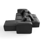 Canapé d'angle double face modulaire en cuir véritable kaki Cube