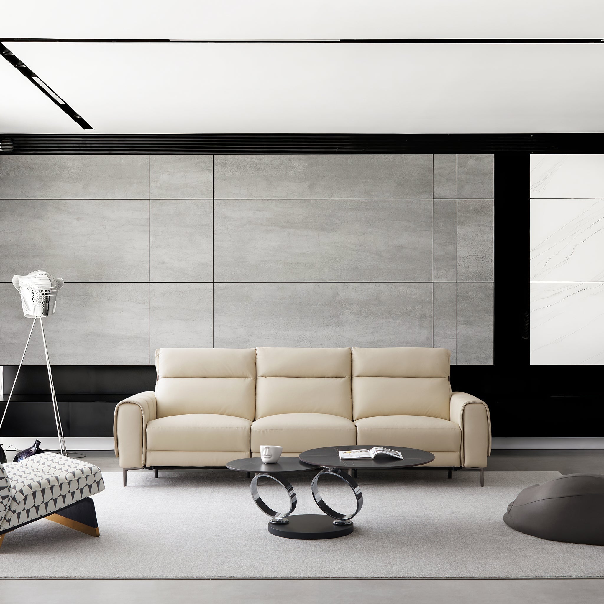 Canapé-lit inclinable électrique en cuir Louis