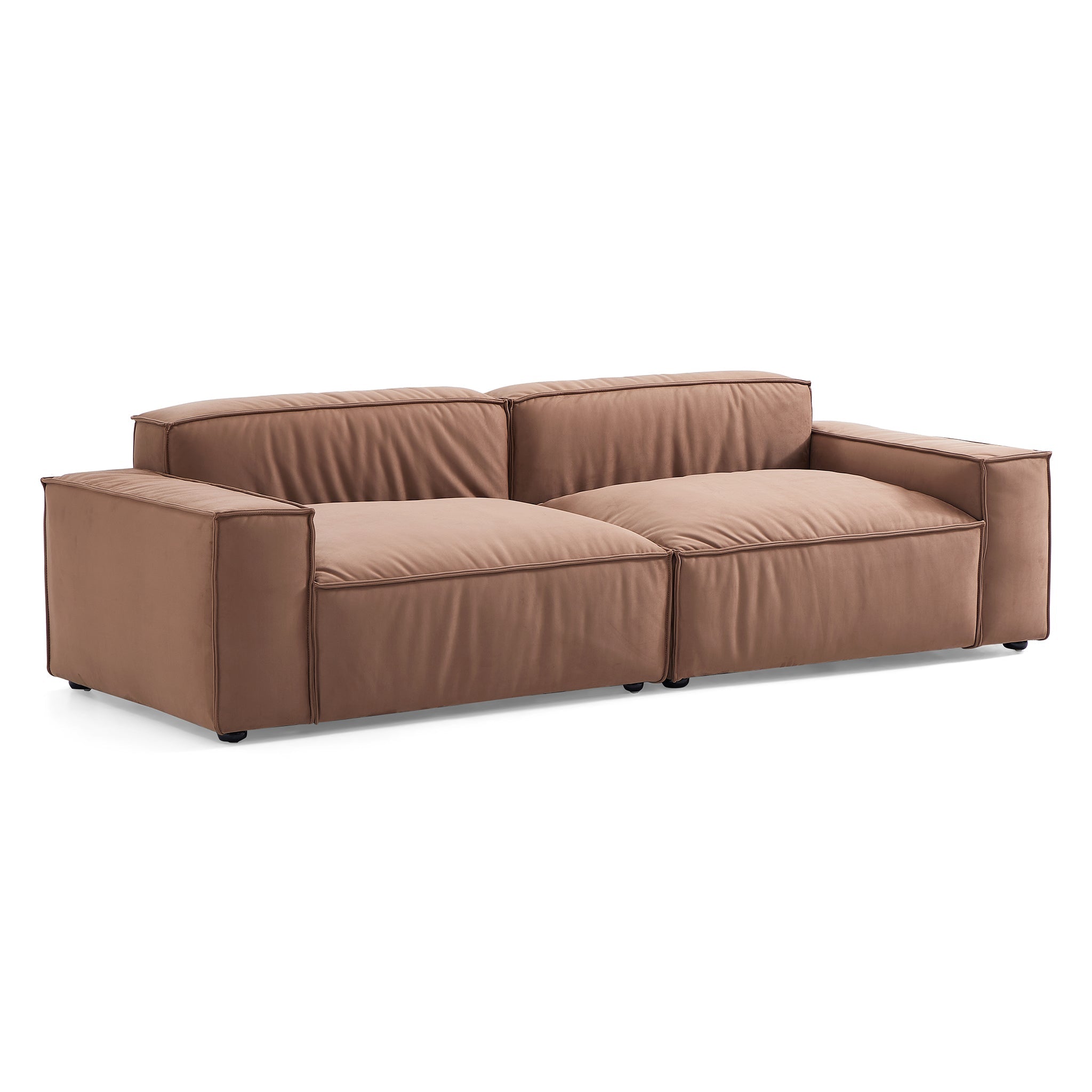 Ensemble de canapés de luxe minimalistes en tissu marron