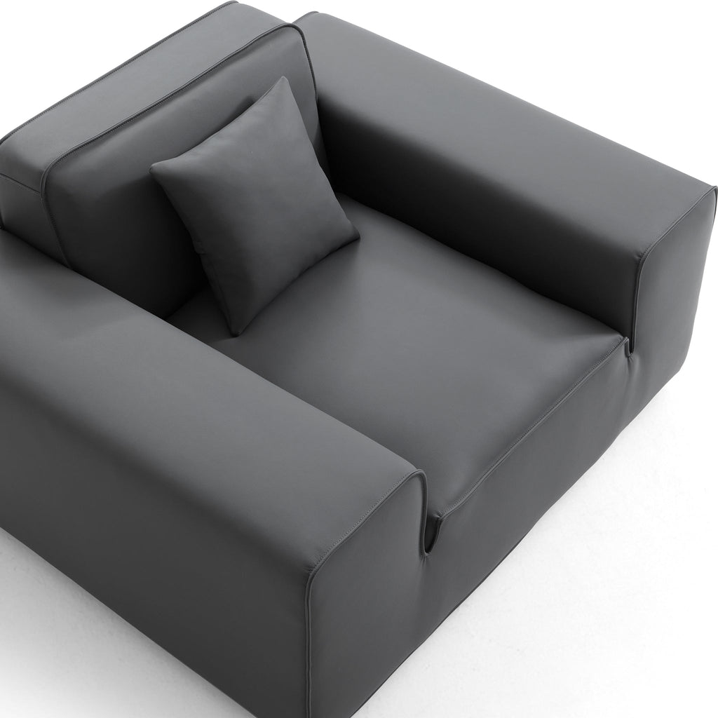 Fauteuil modulaire en cuir noir Domus