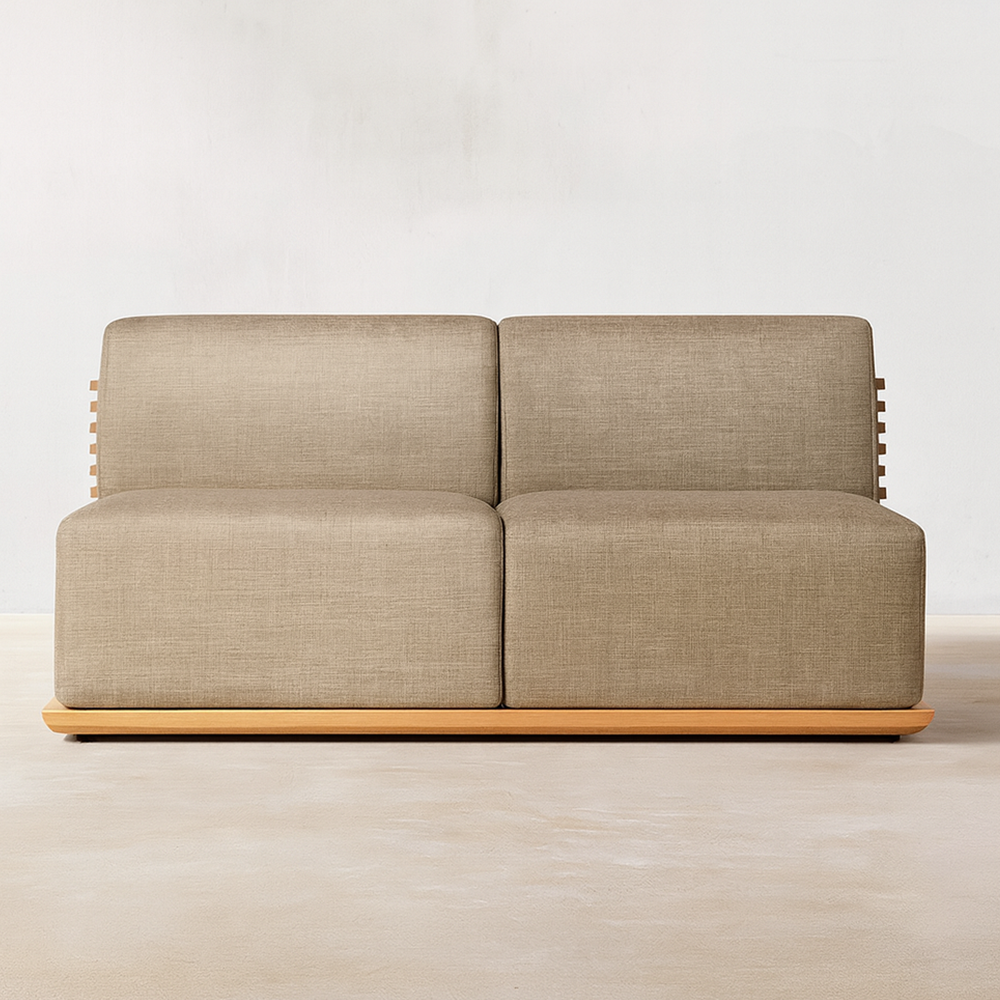 Ensemble canapé et salon d'extérieur design en teck Solana