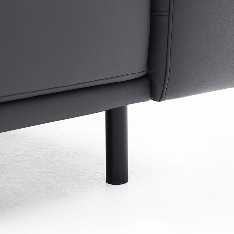 Ensemble canapé et pouf en cuir beige noble