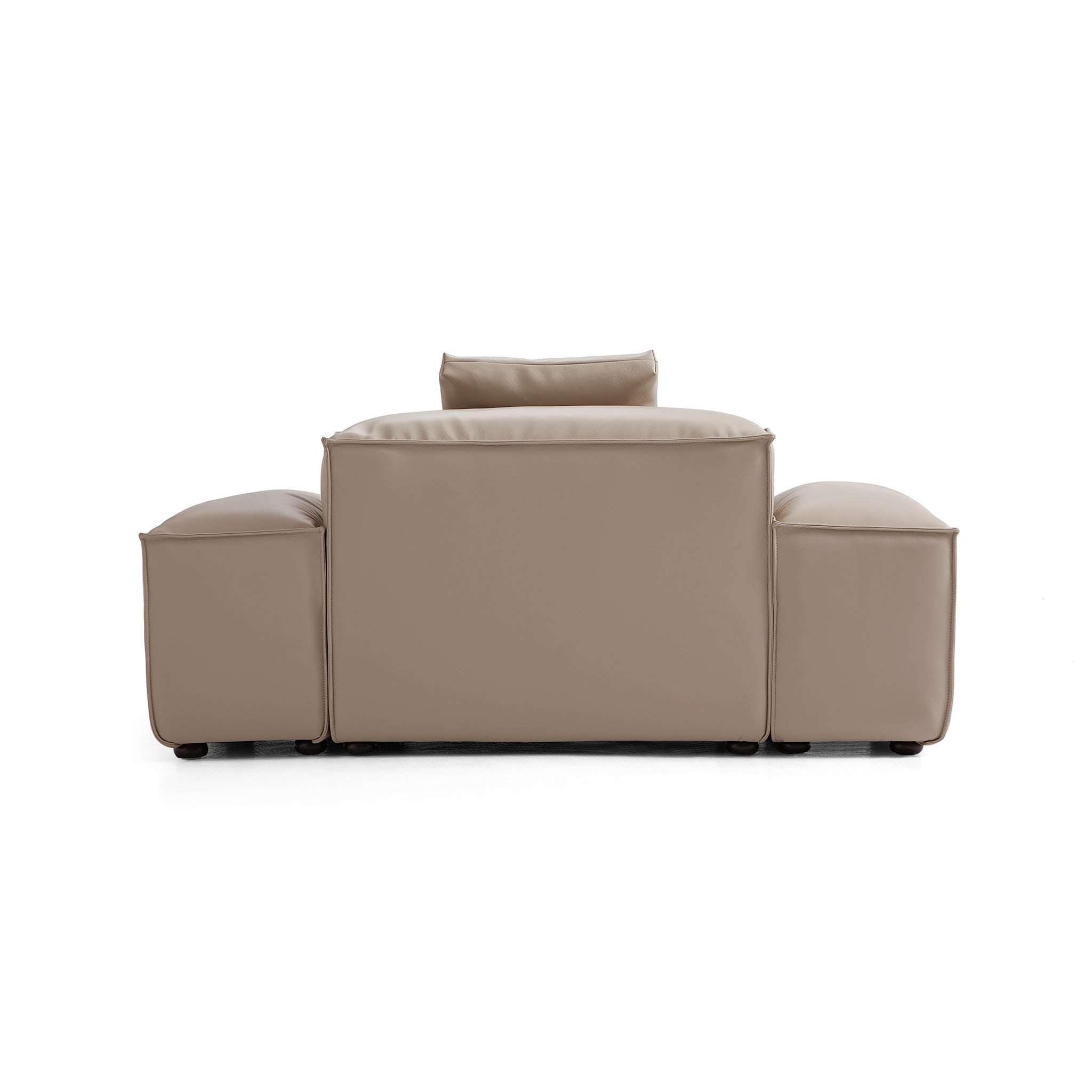 Fauteuil modulaire Cube en cuir véritable beige