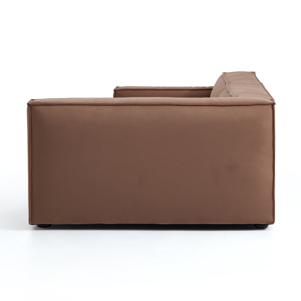 Canapé sectionnel et pouf de luxe minimaliste en tissu marron