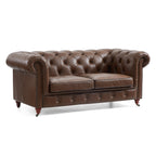 Canapé capitonné en cuir pleine fleur marron Durango Chesterfield