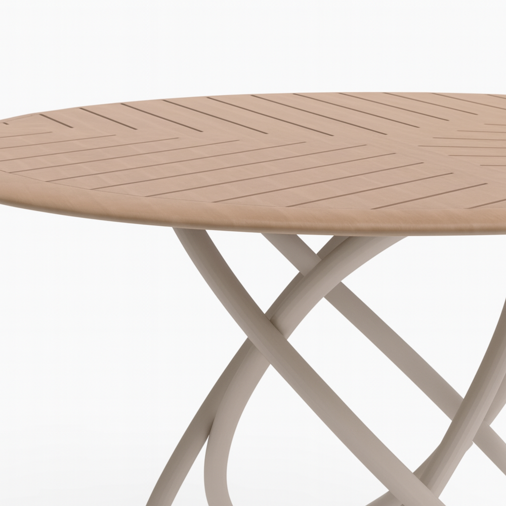 Ensemble de salle à manger d'extérieur Chloe pour 4 personnes avec table ronde en teck