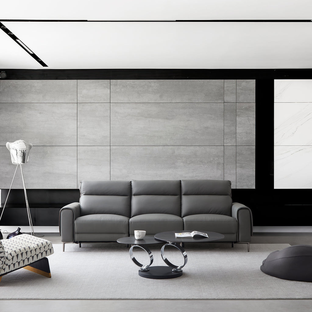 Canapé-lit inclinable électrique en cuir Louis Gray