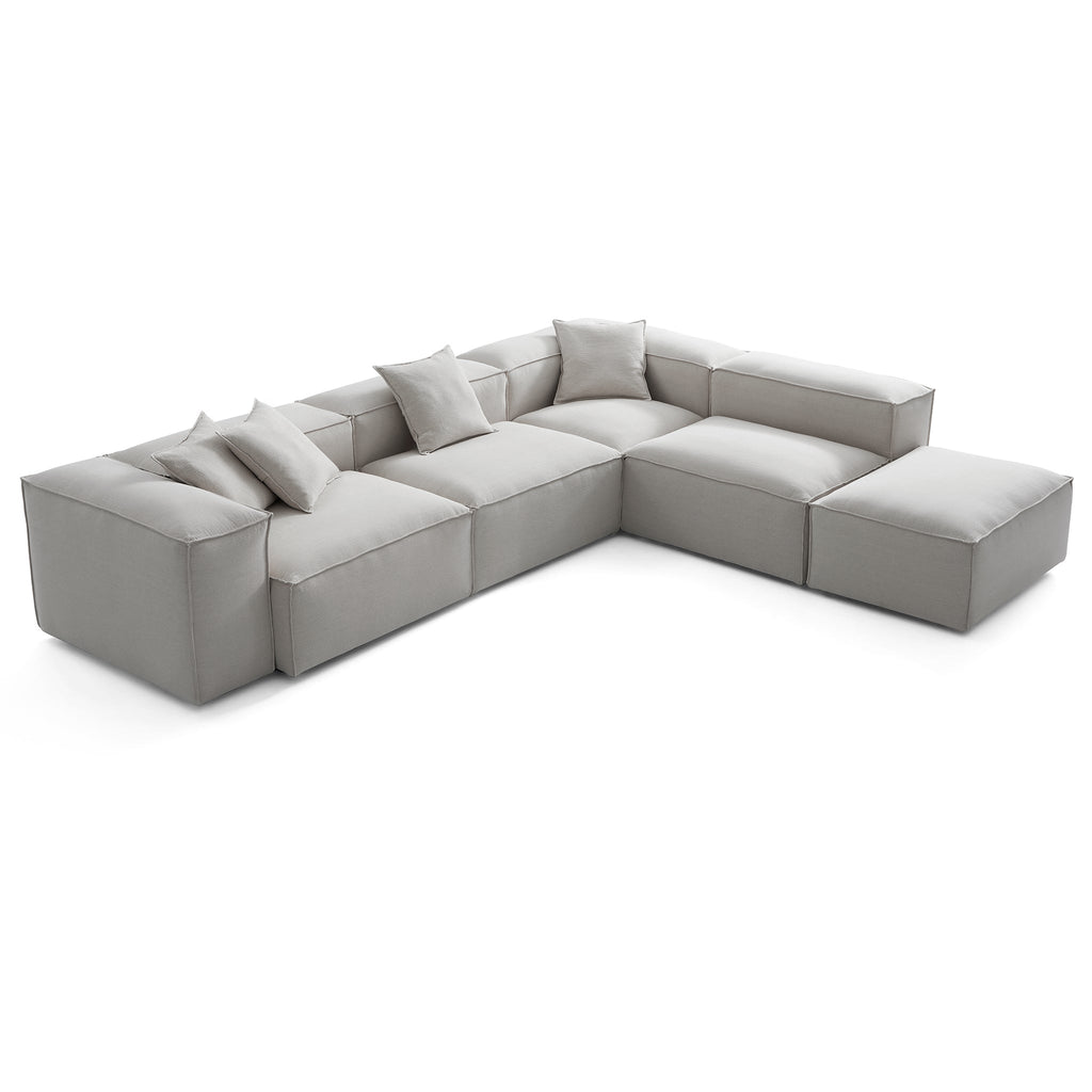 Canapé modulable en L et pouf gris Freedom