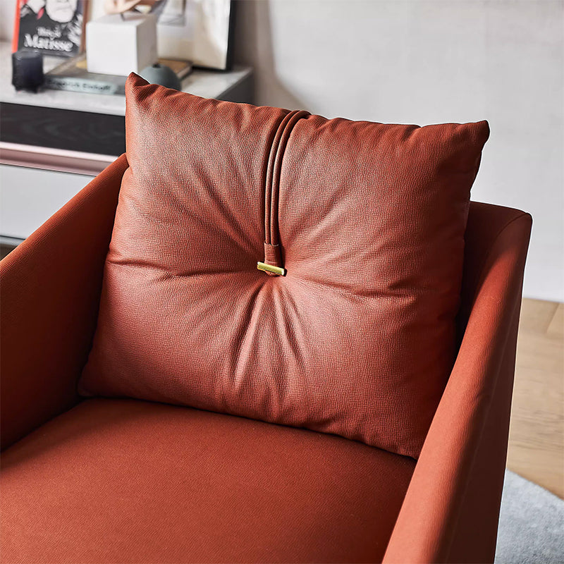 Fauteuil d'appoint pivotant en tissu rouge flamant rose