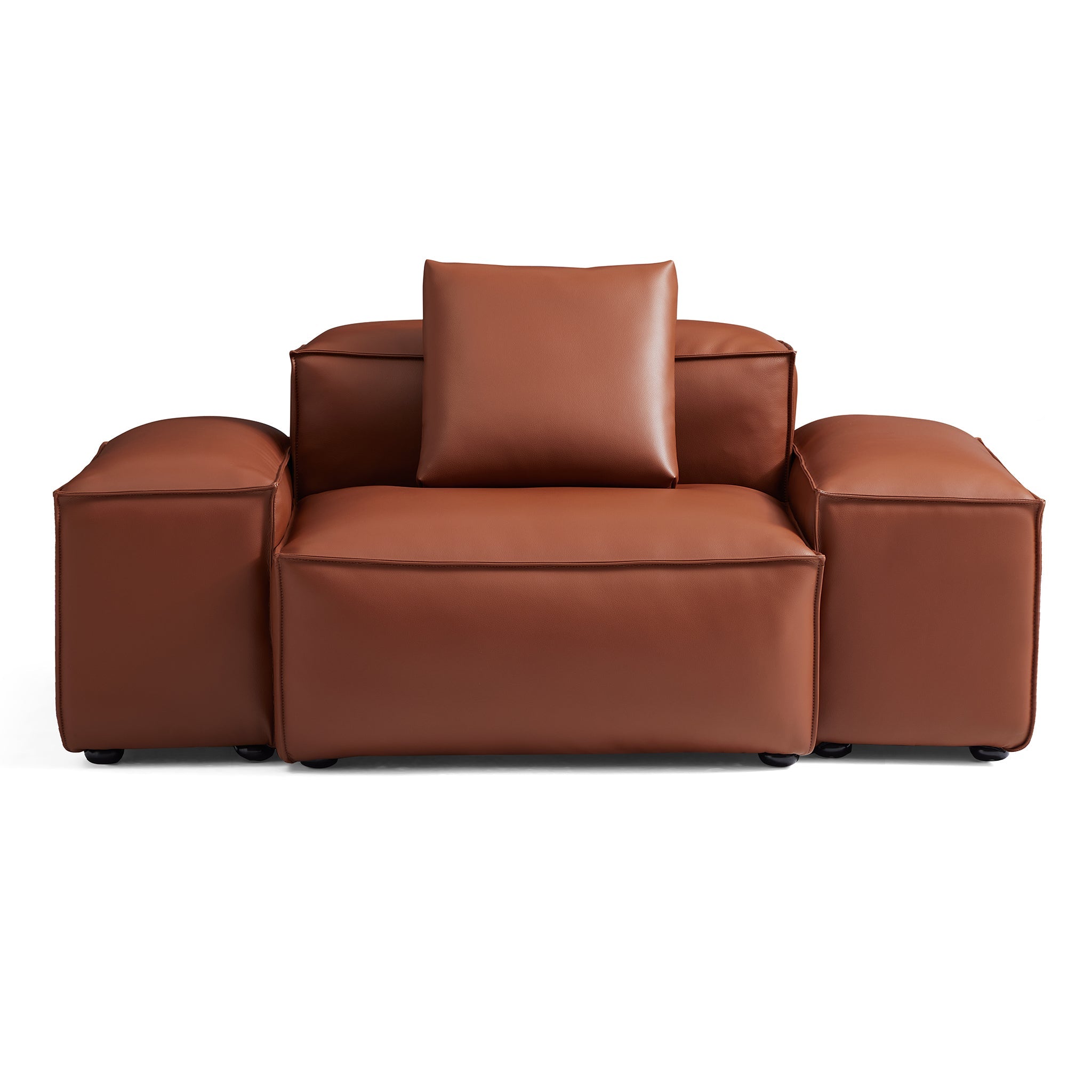 Fauteuil modulaire Cube en cuir véritable marron