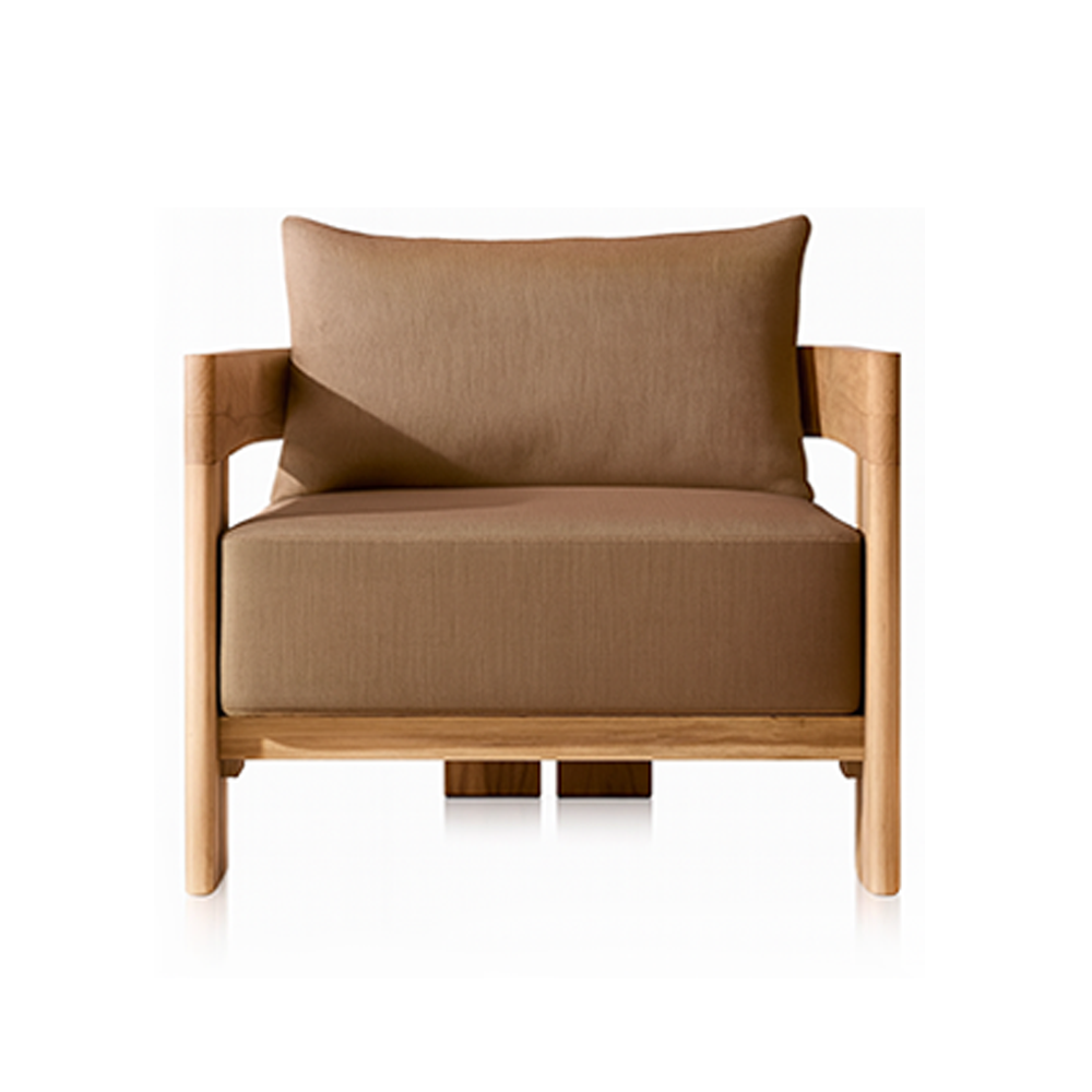 Ensemble de discussion d'extérieur Camryn avec coussins, teck/café