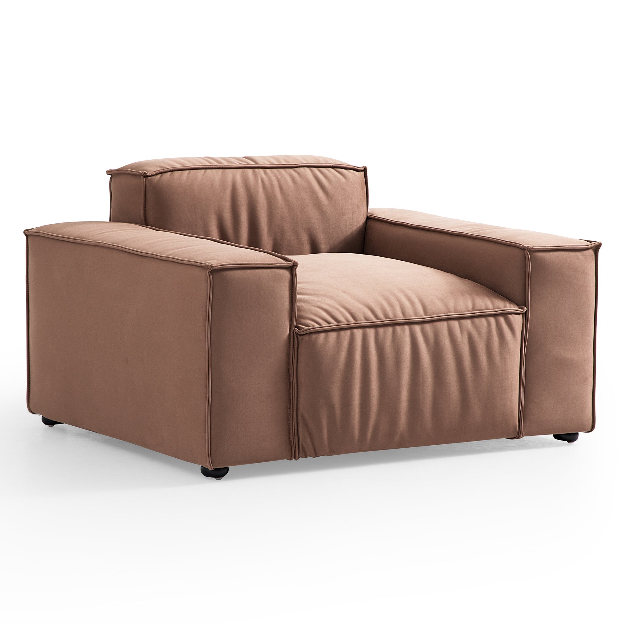 Fauteuil de luxe minimaliste en tissu marron