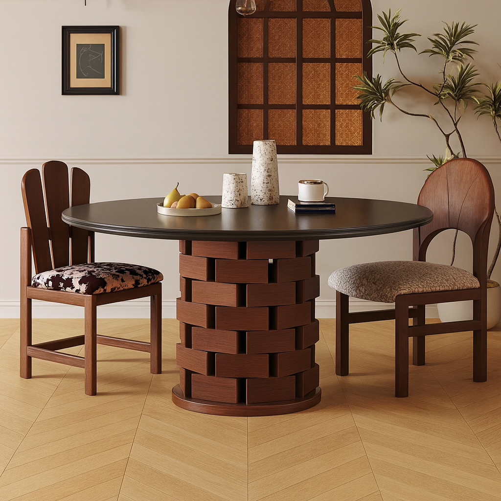 Table à manger ronde en grille