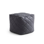 Pouf carré en cuir gris foncé gaufré