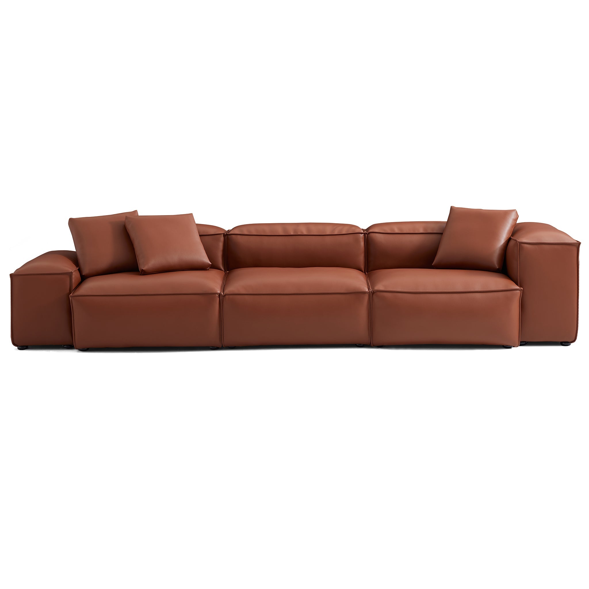 Canapé modulaire Cube en cuir véritable marron