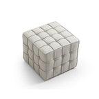 Pouf cube capitonné en cuir Monarch