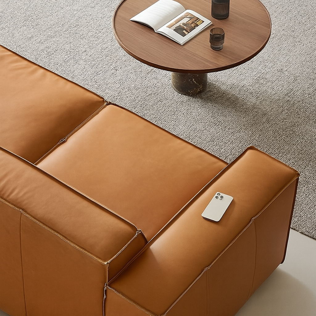 Canapé Kendall en cuir pleine fleur italien