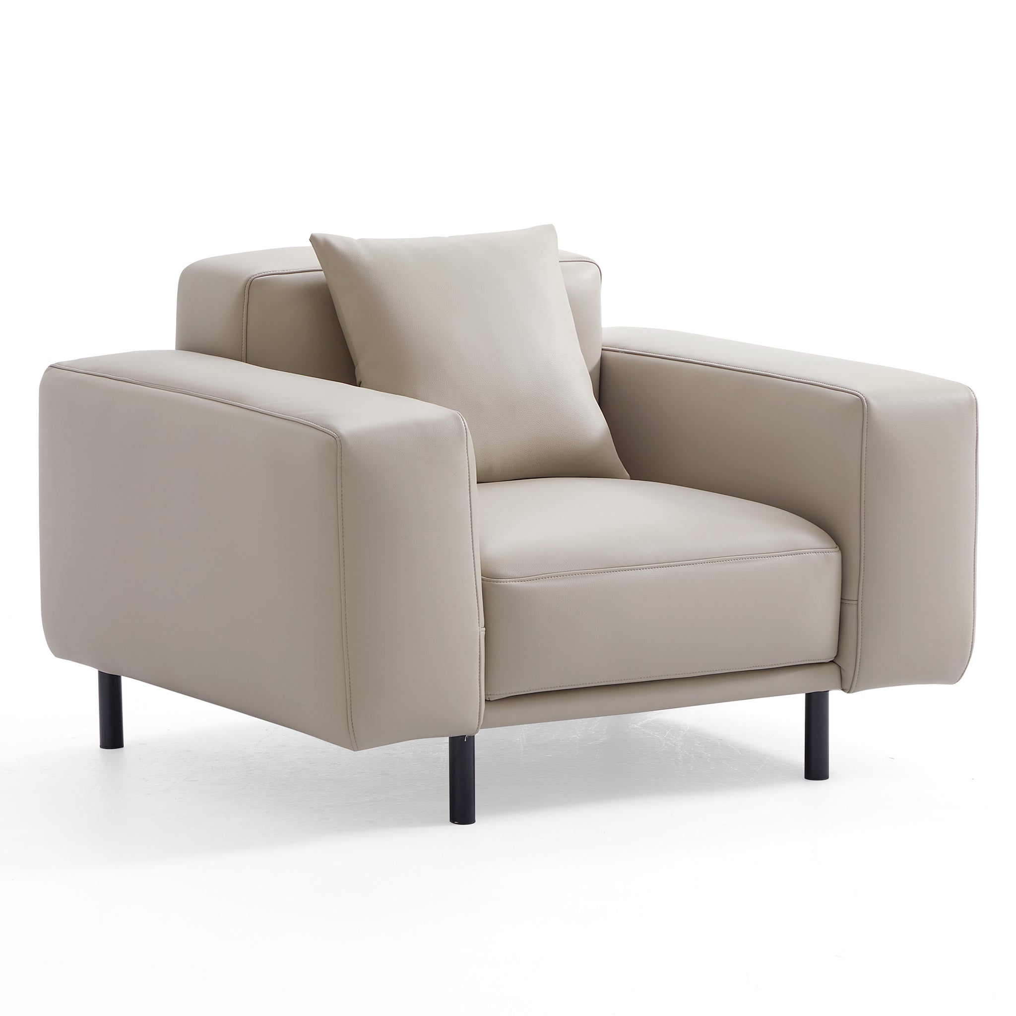 Fauteuil Noble en cuir gris foncé