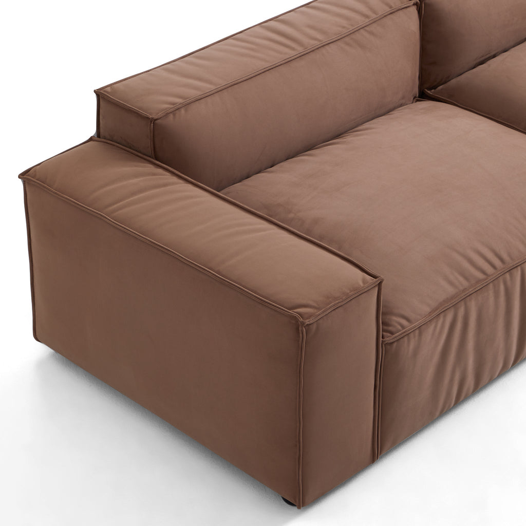 Canapé d'angle minimaliste de luxe en tissu marron