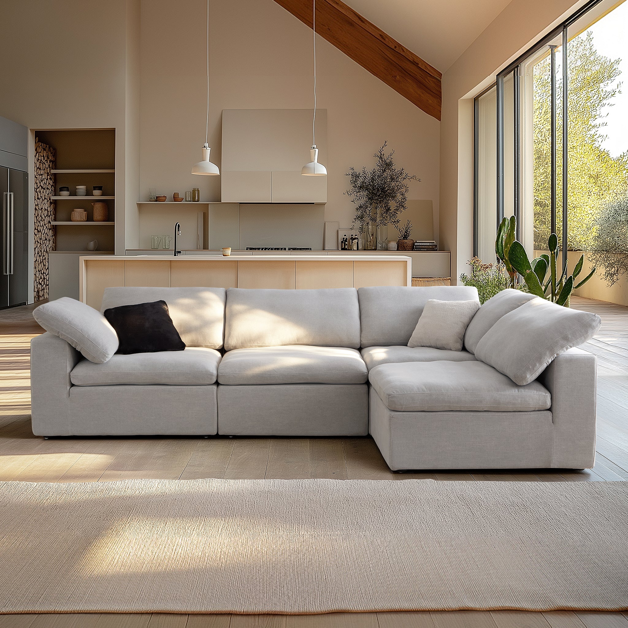 Canapé d'angle en L Tender Wabi-Sabi gris