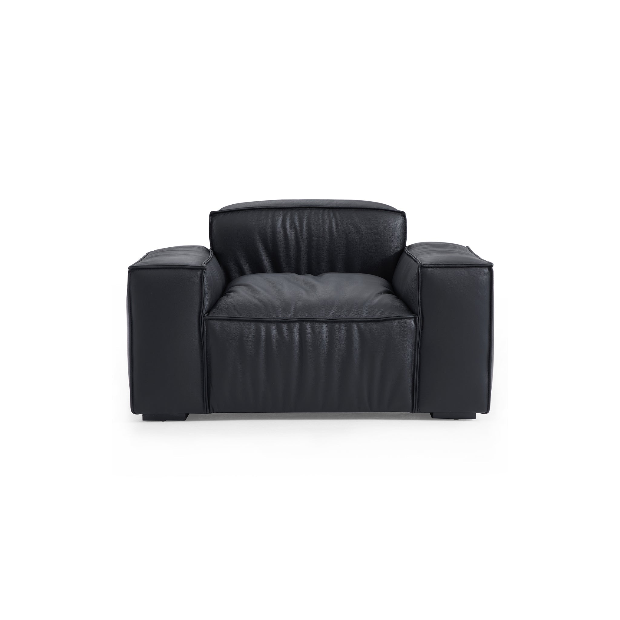 Fauteuil de luxe minimaliste en cuir noir