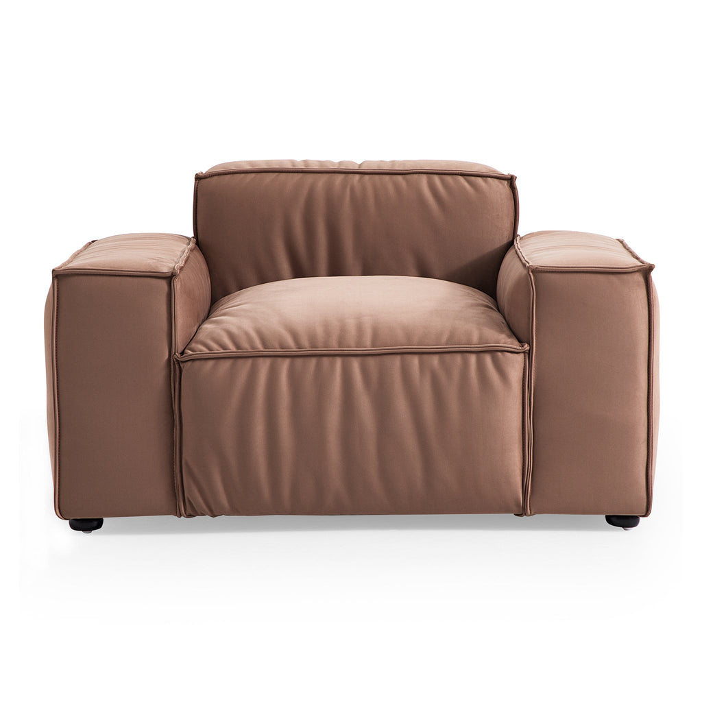 Fauteuil de luxe minimaliste en tissu marron