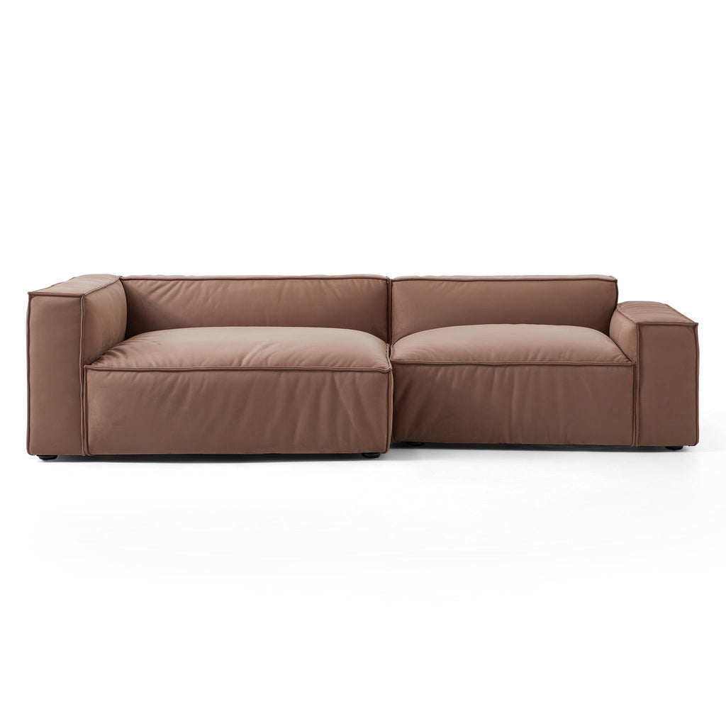 Ensemble de canapés d'angle de luxe minimaliste en tissu marron