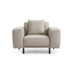 Fauteuil en cuir beige noble
